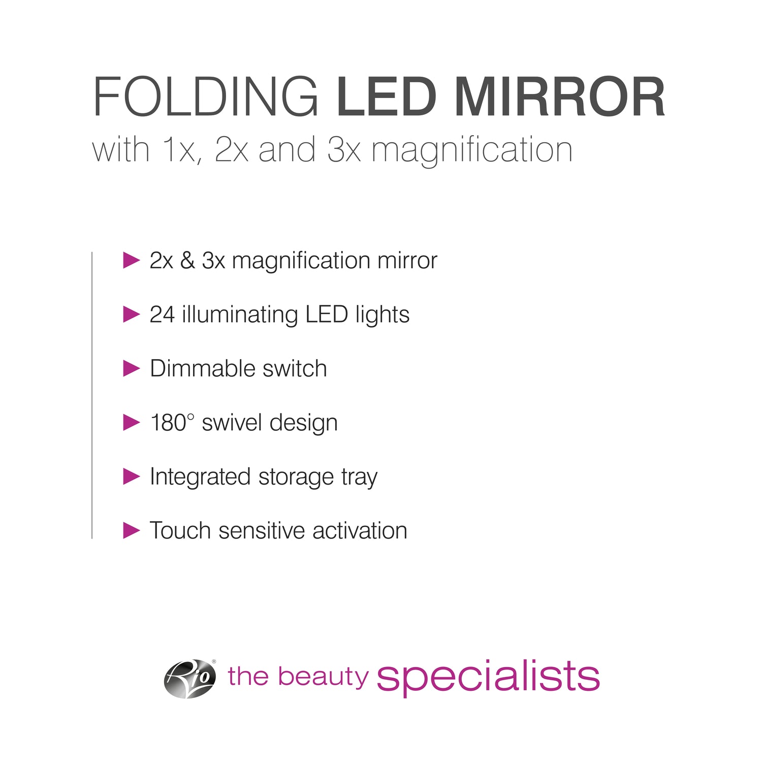 24 LED Touch Dimmable 3 Way Makeup Mirror with 2 & 3X Magnification White