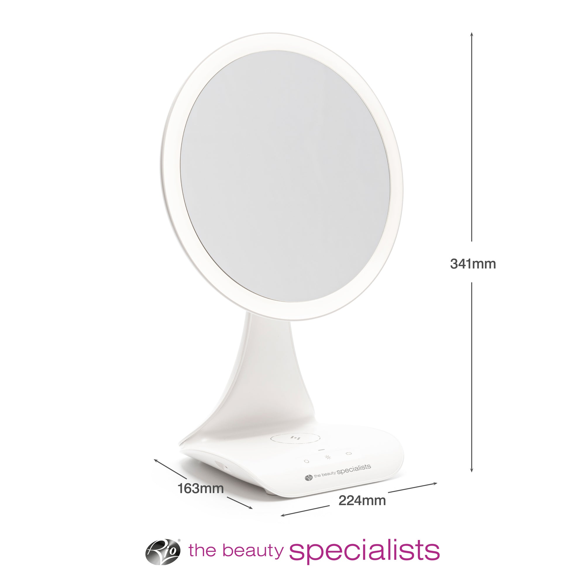 5x magnification LED makeup mirror with wireless charging station